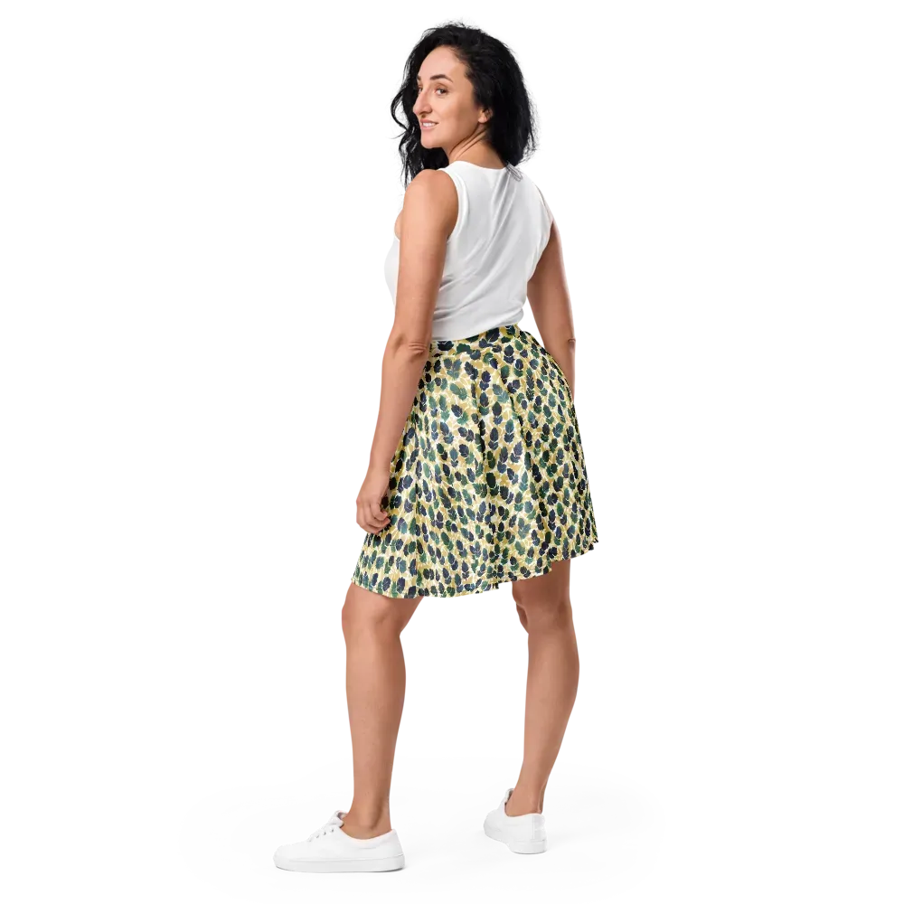 Golden Leaf Drift on Skater Skirt — Back