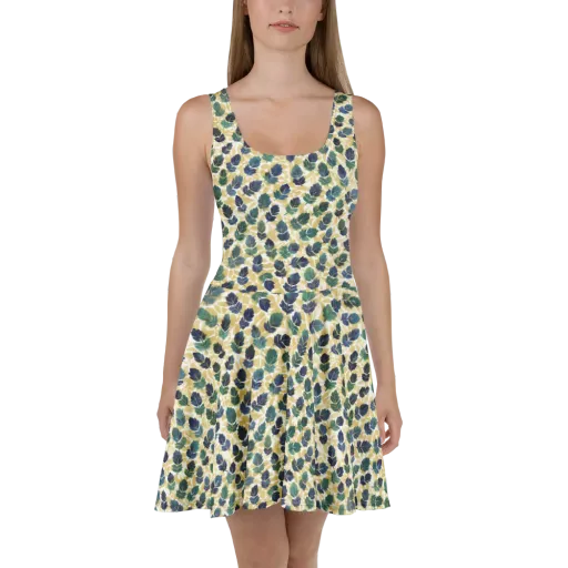 Golden Leaf Drift on a Skater Dress