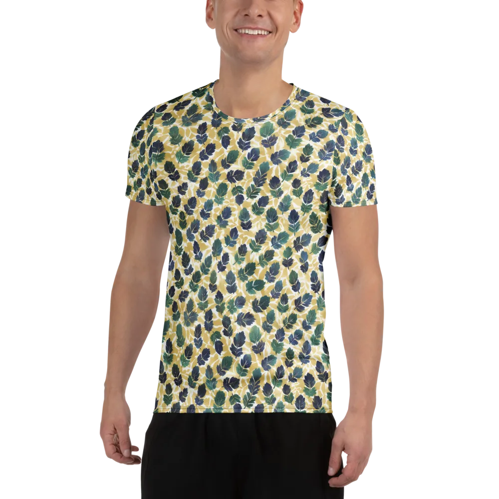 Golden Leaf Drift on Men's Athletic T-Shirt — Front