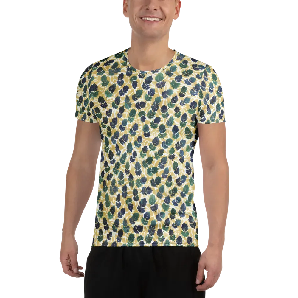 Golden Leaf Drift on Men's Athletic T-Shirt — Front