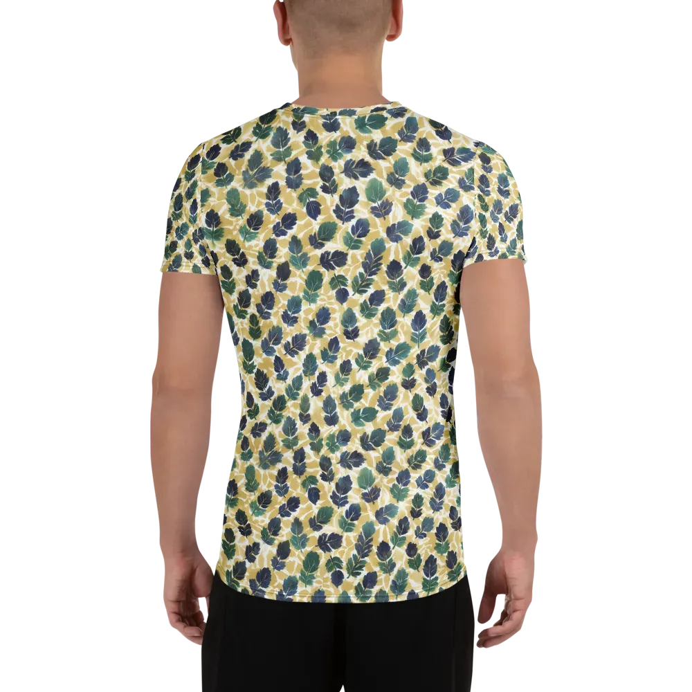 Golden Leaf Drift on Men's Athletic T-Shirt — Back