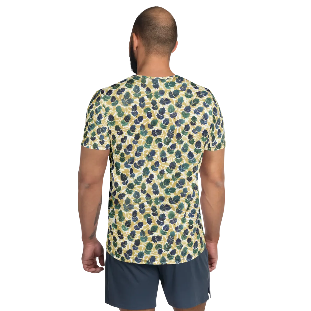 Golden Leaf Drift on Men's Athletic T-Shirt — Back