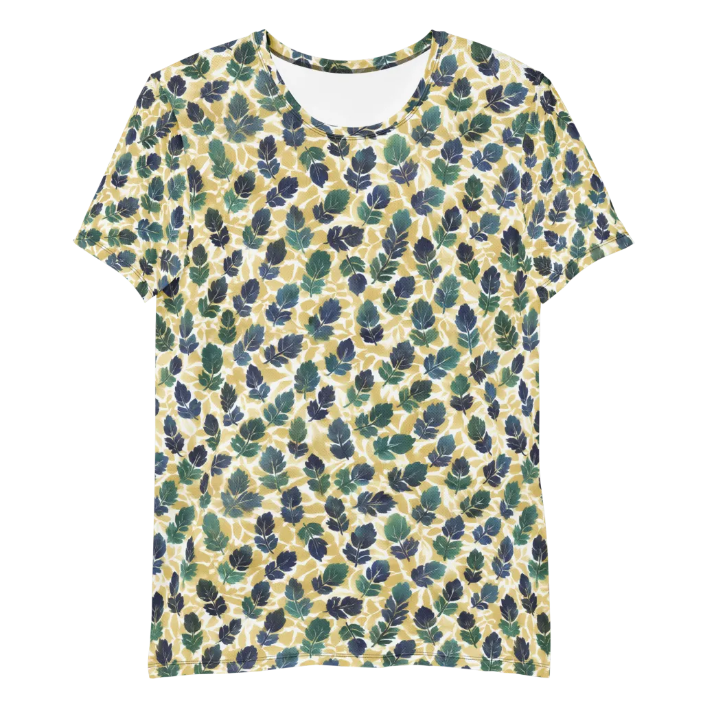 Golden Leaf Drift on Men's Athletic T-Shirt — Front