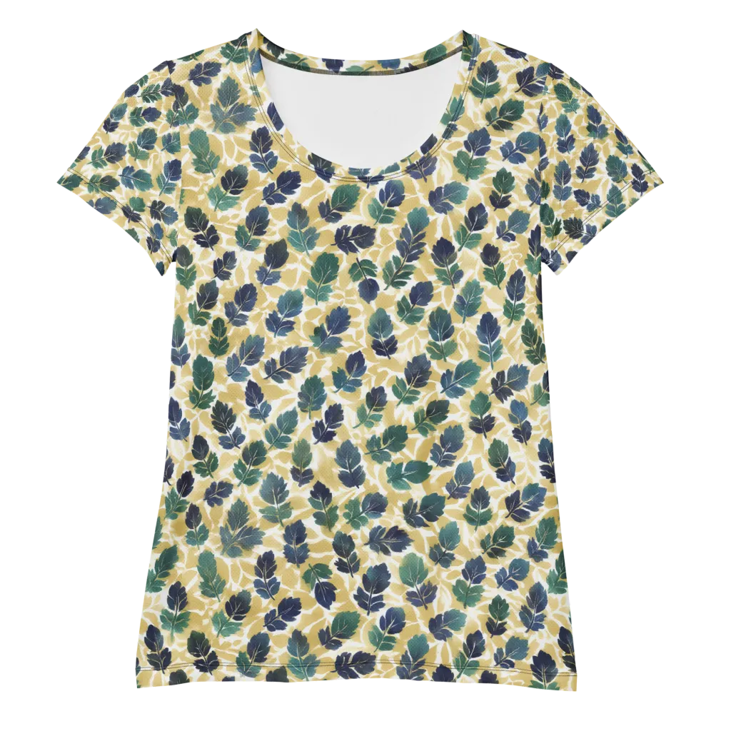 Golden Leaf Drift on Women's Athletic T-Shirt — Front