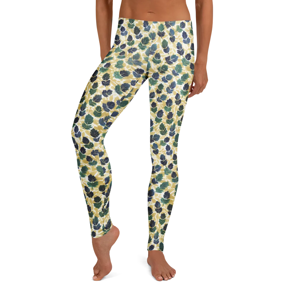 Golden Leaf Drift on Leggings — Front