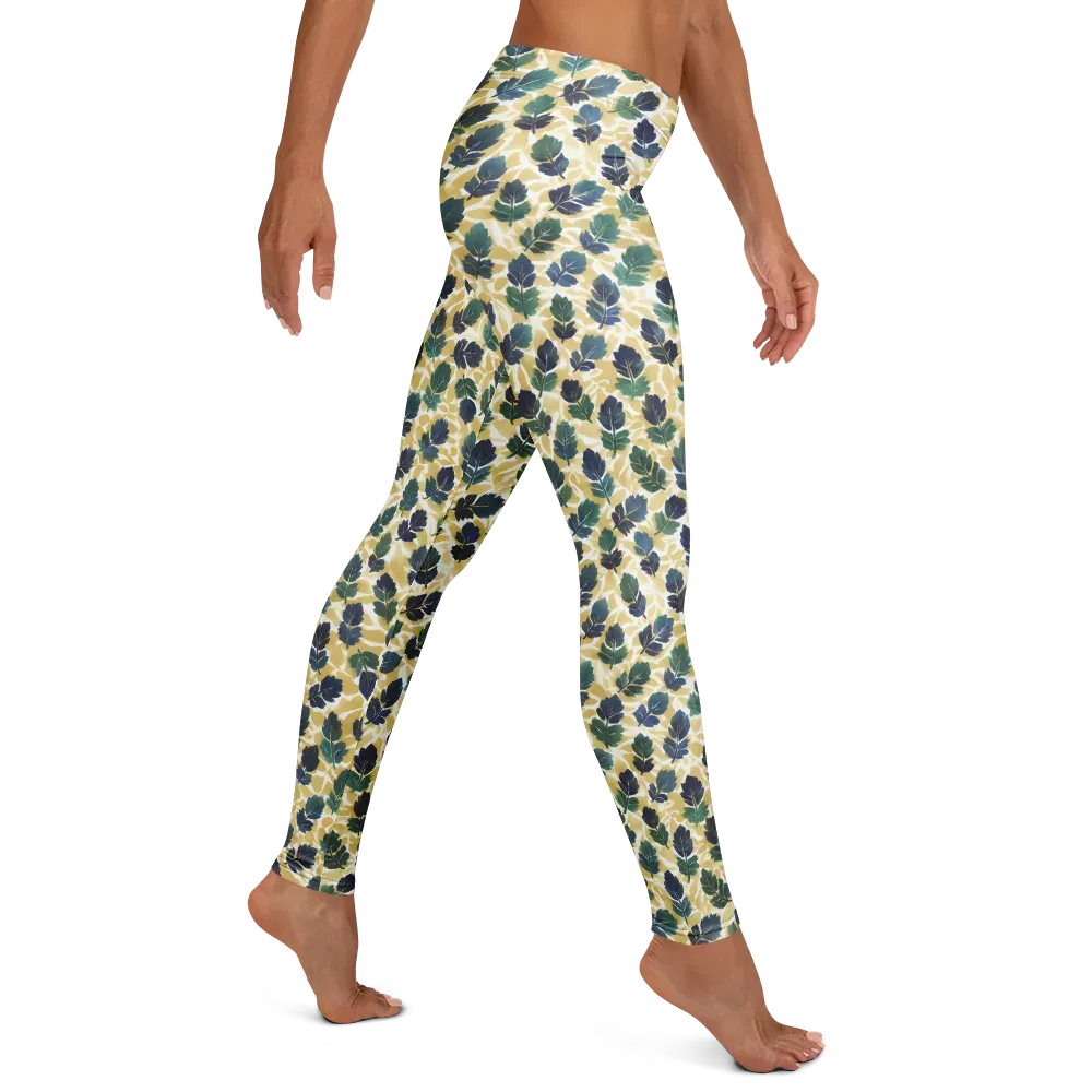 Golden Leaf Drift on Leggings — Right