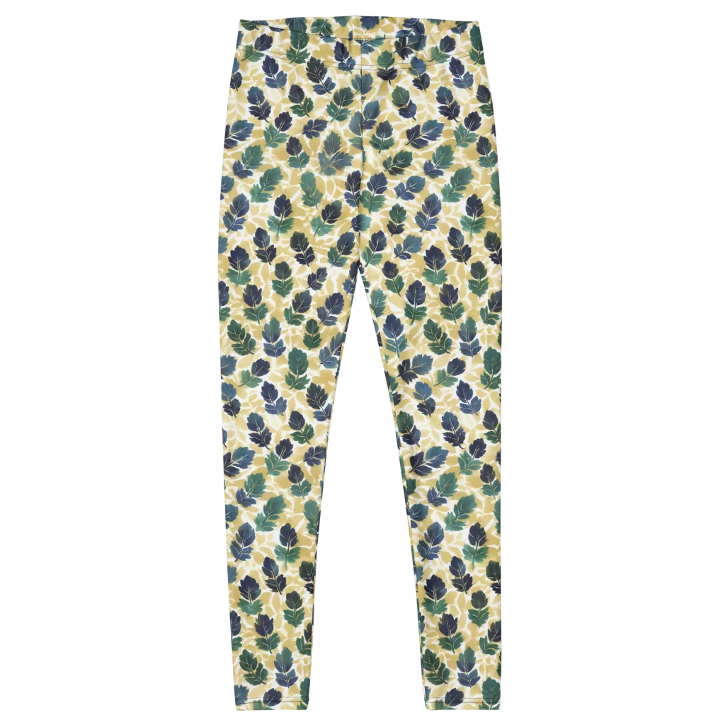 Golden Leaf Drift on Leggings — Front