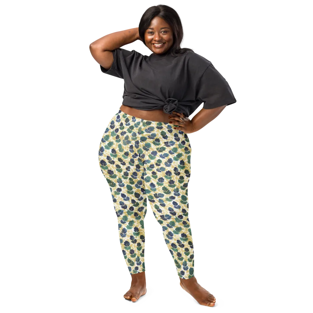 Golden Leaf Drift on Leggings — Front