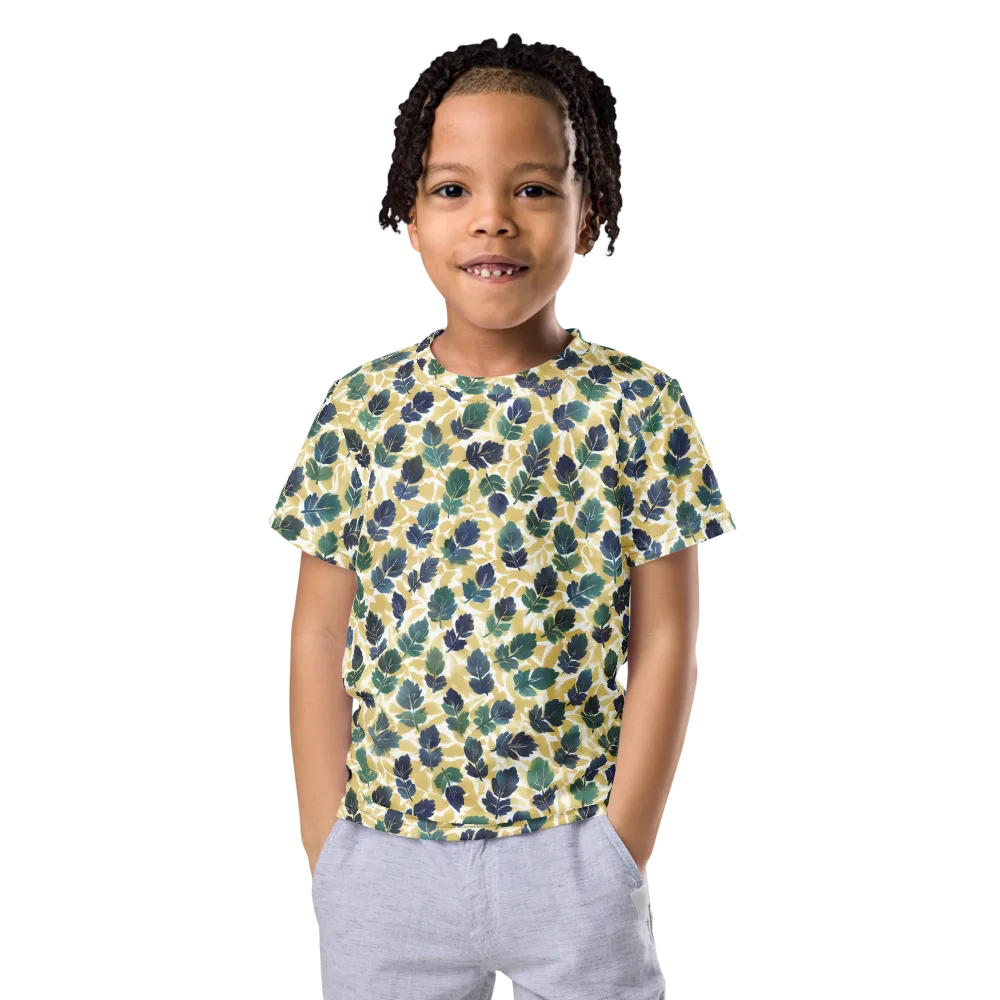 Golden Leaf Drift on Kids Crew Neck T-Shirt — Front