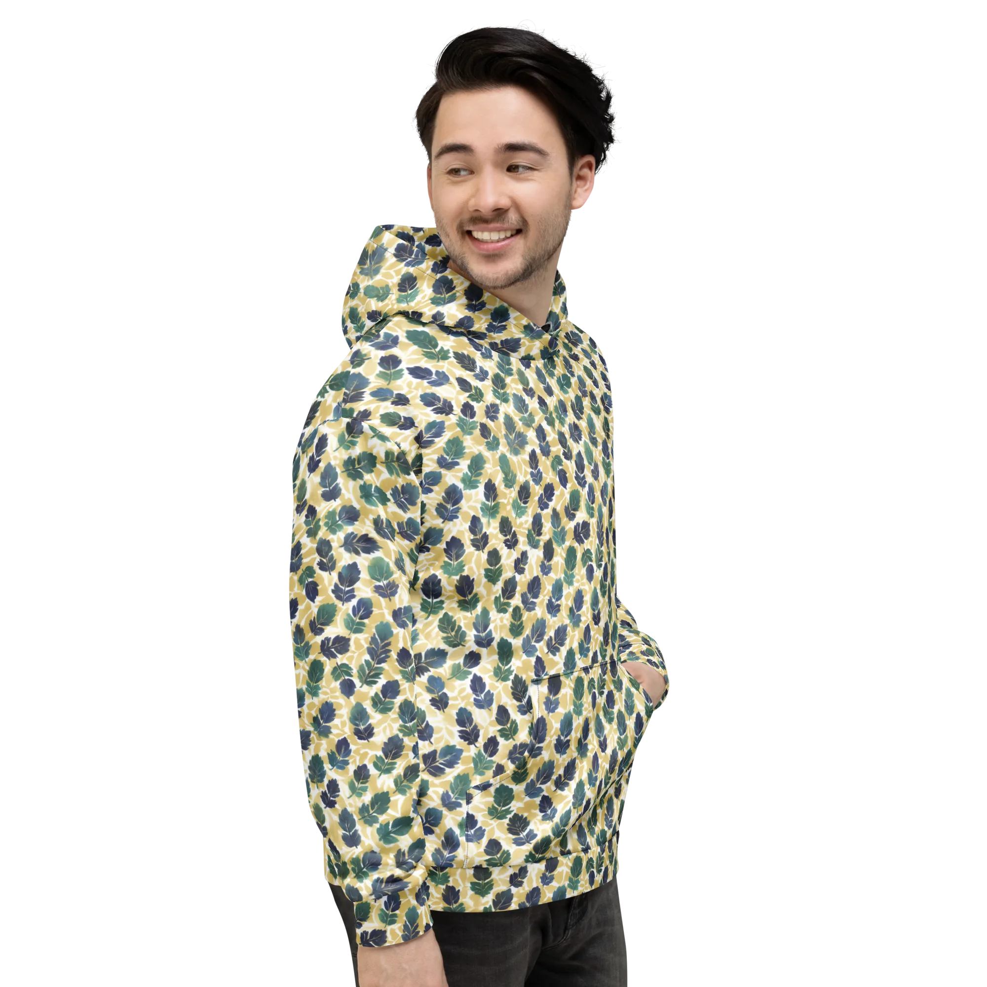 Golden Leaf Drift on Hoodie — Right