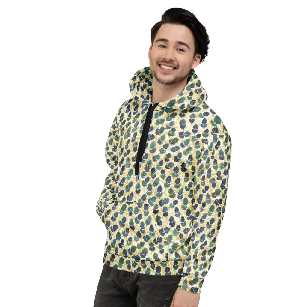 Golden Leaf Drift on Hoodie — Left