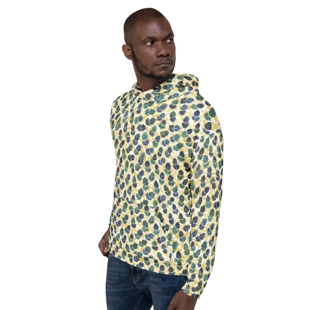 Golden Leaf Drift on Hoodie — Left