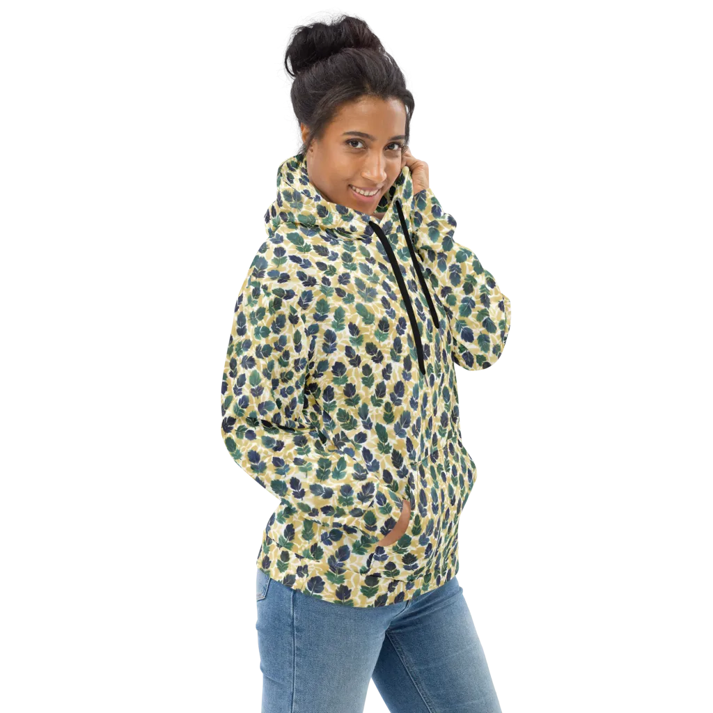 Golden Leaf Drift on Hoodie — Right