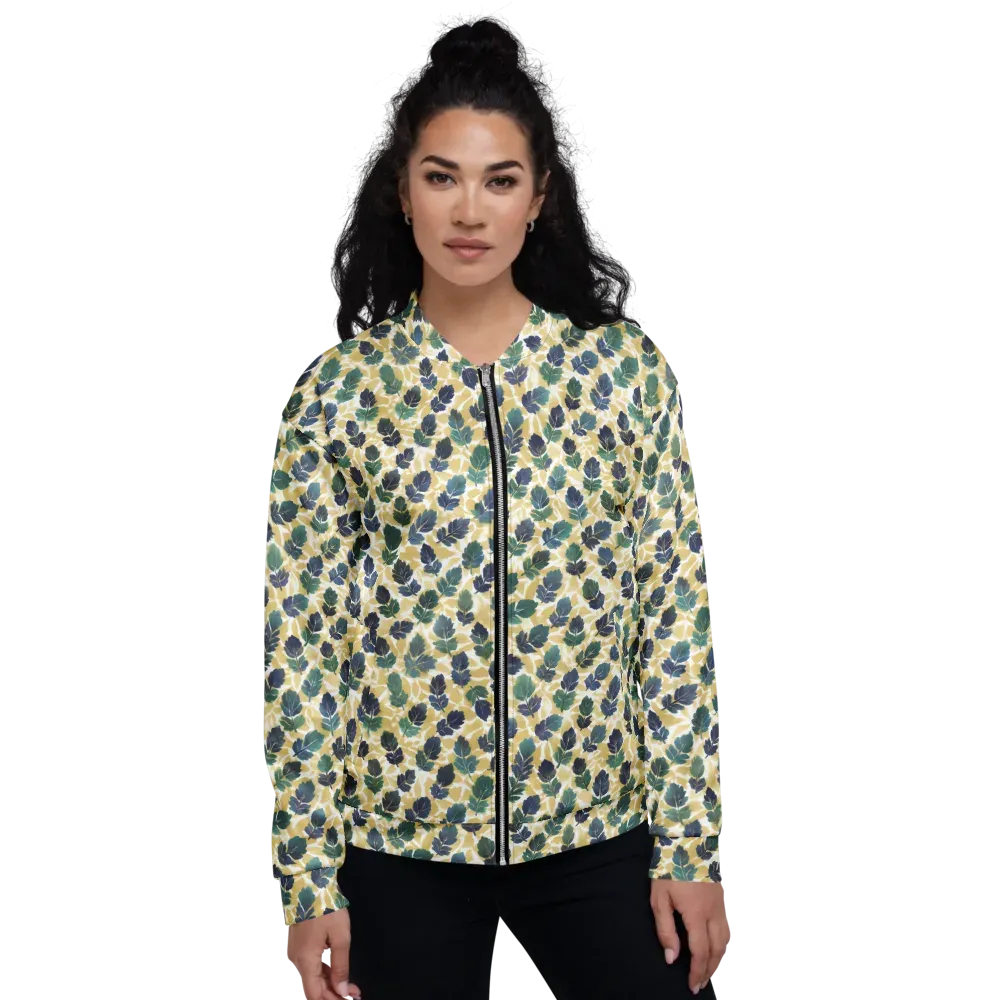 Golden Leaf Drift on Bomber Jacket — Front