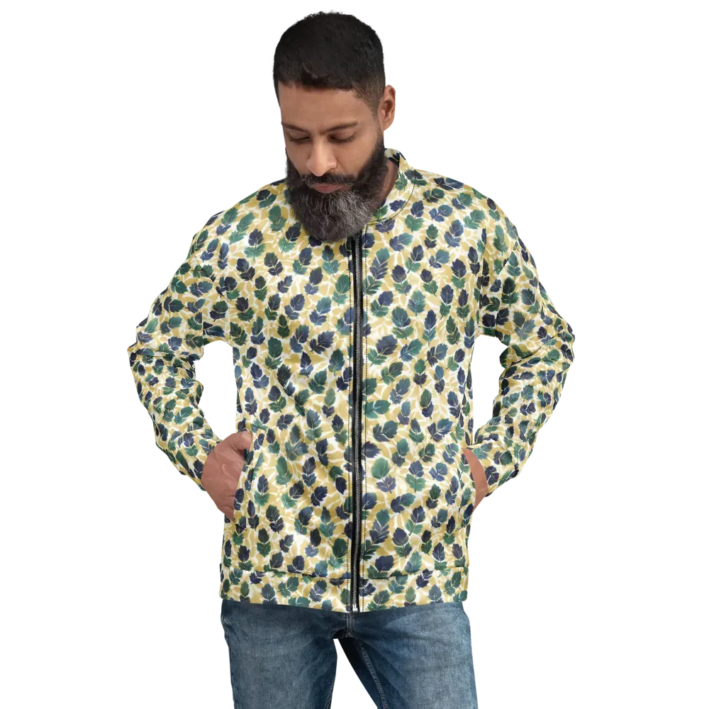 Golden Leaf Drift on Bomber Jacket — Front