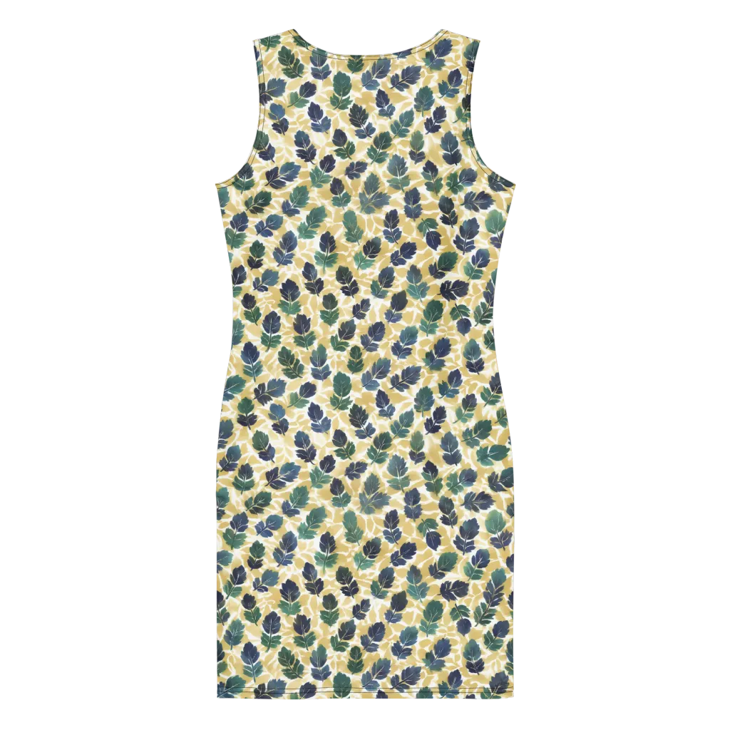 Golden Leaf Drift on Bodycon Dress — Back