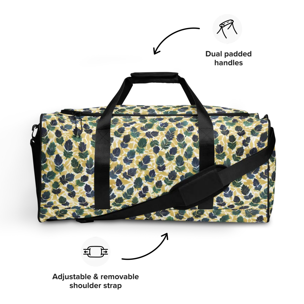 Golden Leaf Drift on Duffle Bag — Front