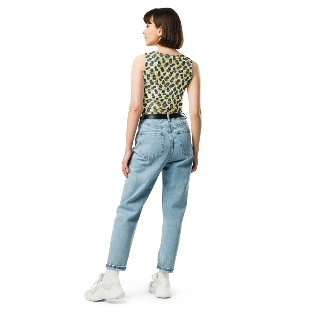 Golden Leaf Drift on Crop Top — Back