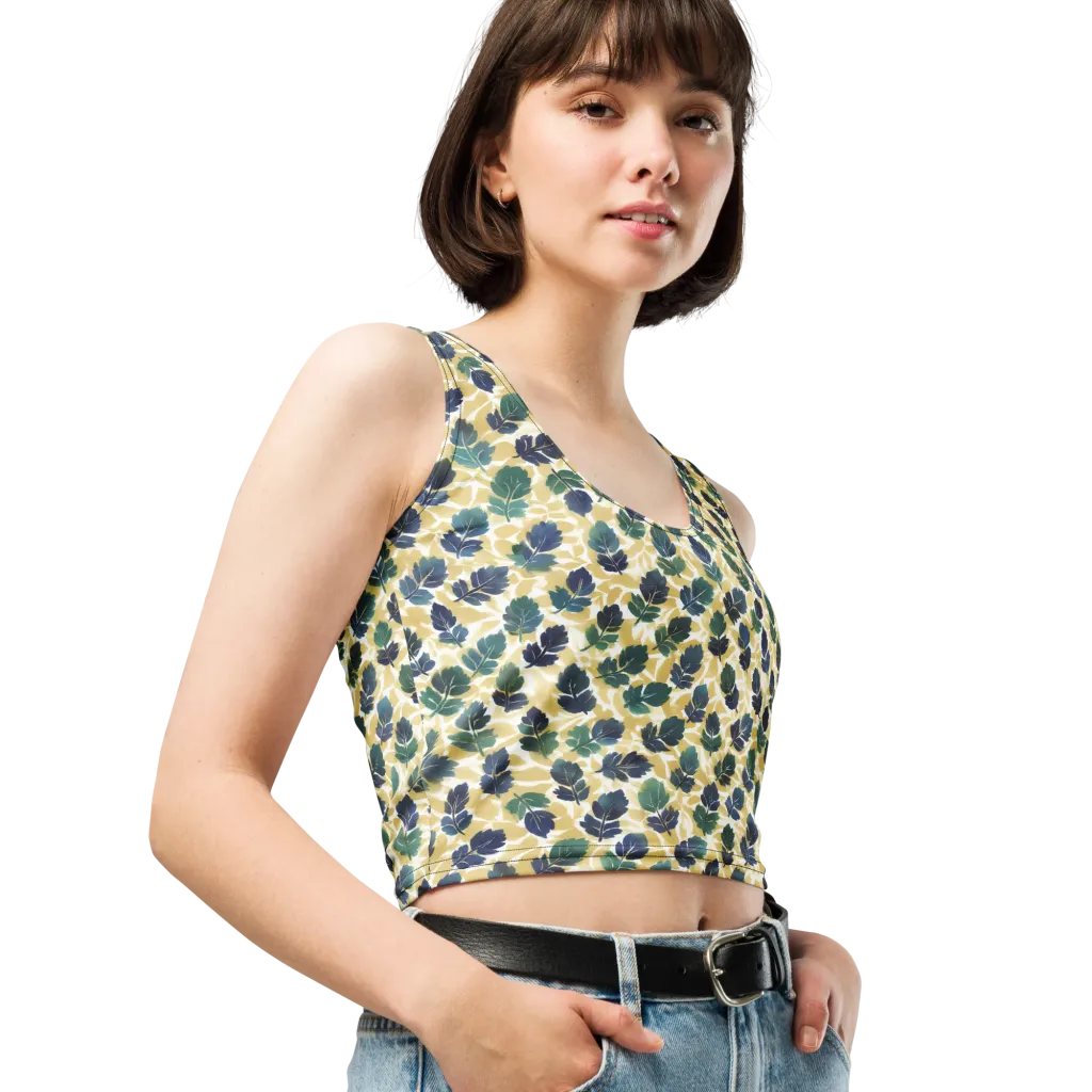 Golden Leaf Drift on Crop Top — Right Front