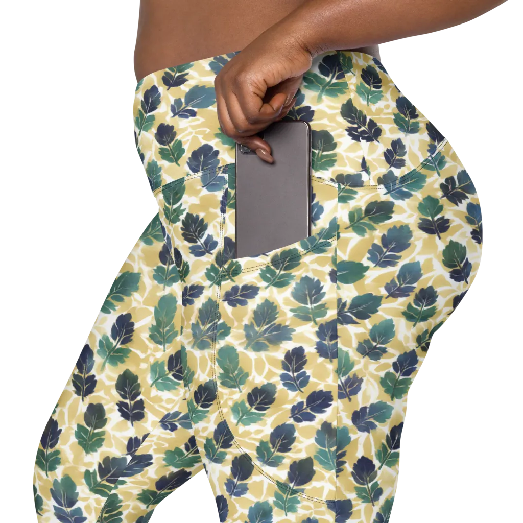 Golden Leaf Drift on Leggings with Pockets — Product details 2