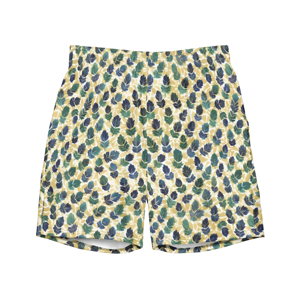 Golden Leaf Drift on Swim Trunks — Front