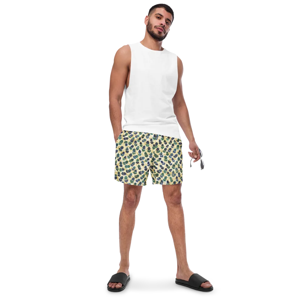 Golden Leaf Drift on Swim Trunks — Front