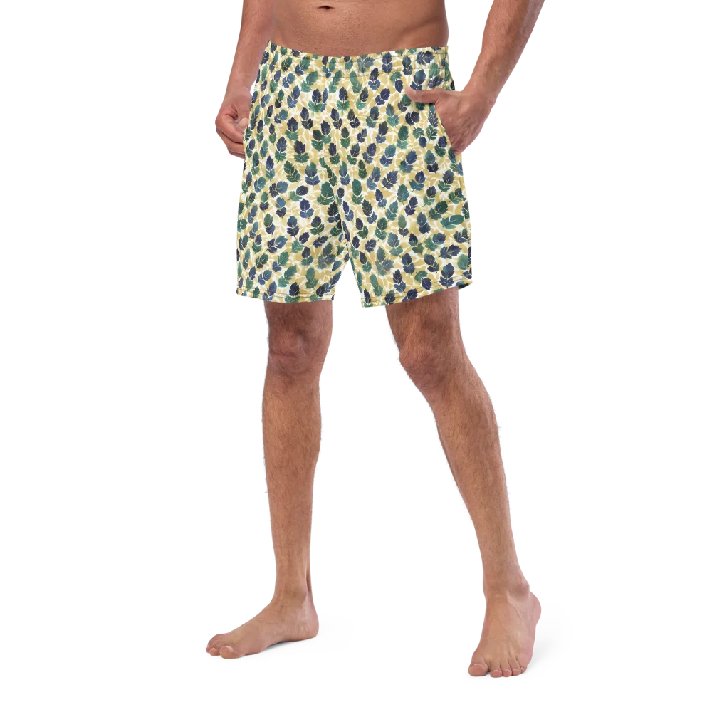 Golden Leaf Drift on Swim Trunks — Left Front