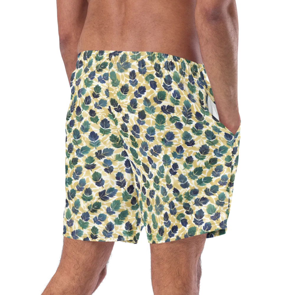 Golden Leaf Drift on Swim Trunks — Right Back