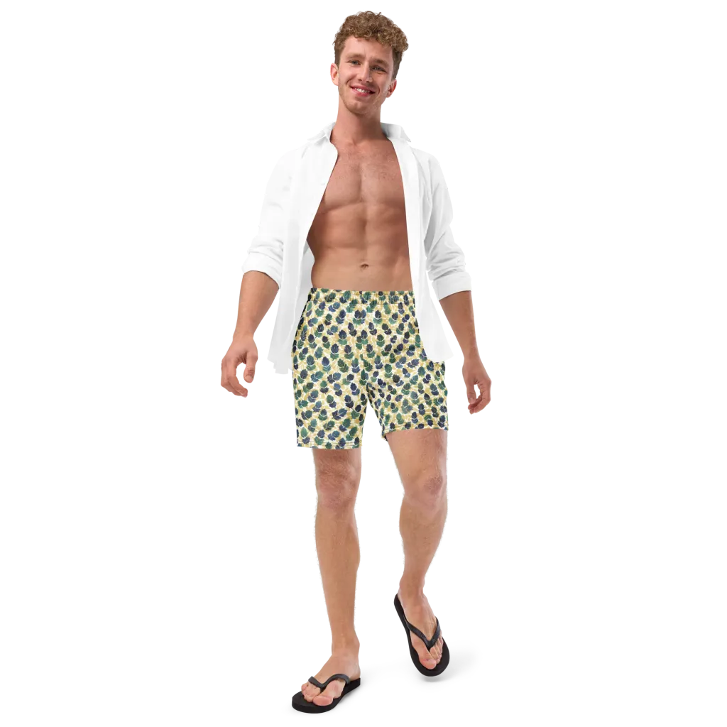 Golden Leaf Drift on Swim Trunks — Front