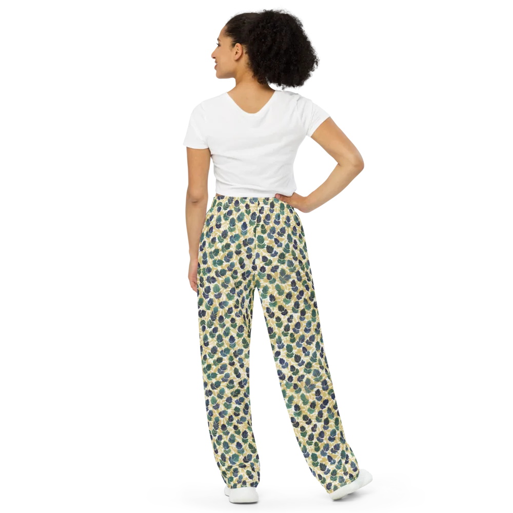 Golden Leaf Drift on Wide-Leg Pants — Back