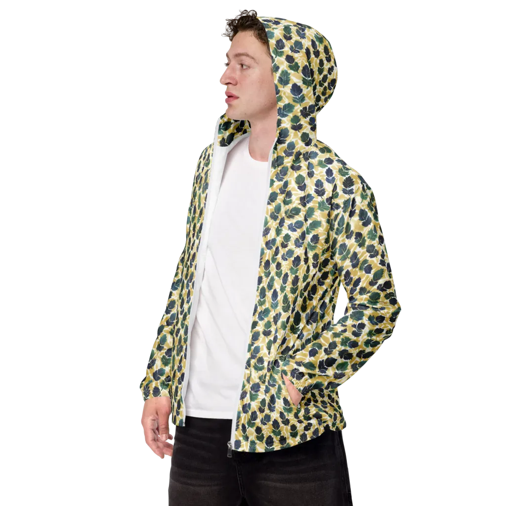 Golden Leaf Drift on Men's Windbreaker — Left Front