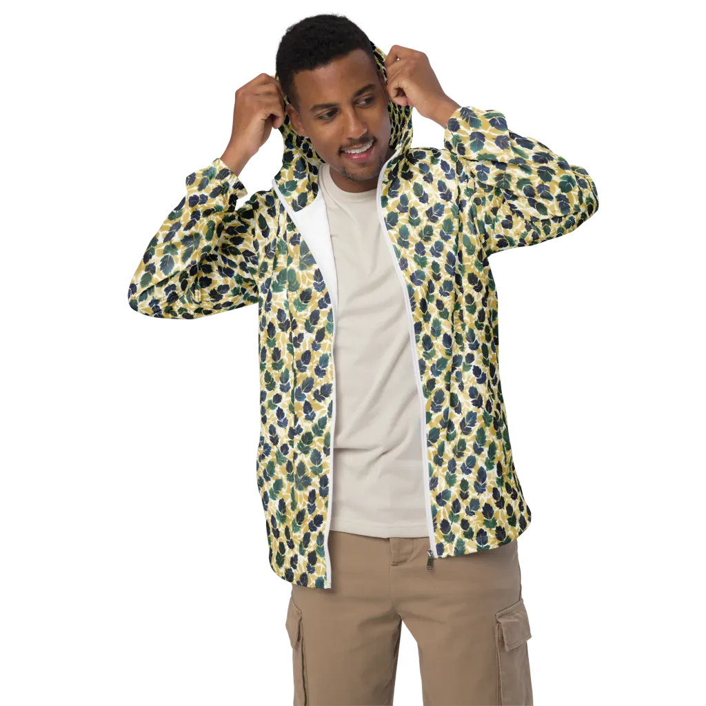 Golden Leaf Drift on Men's Windbreaker — Front