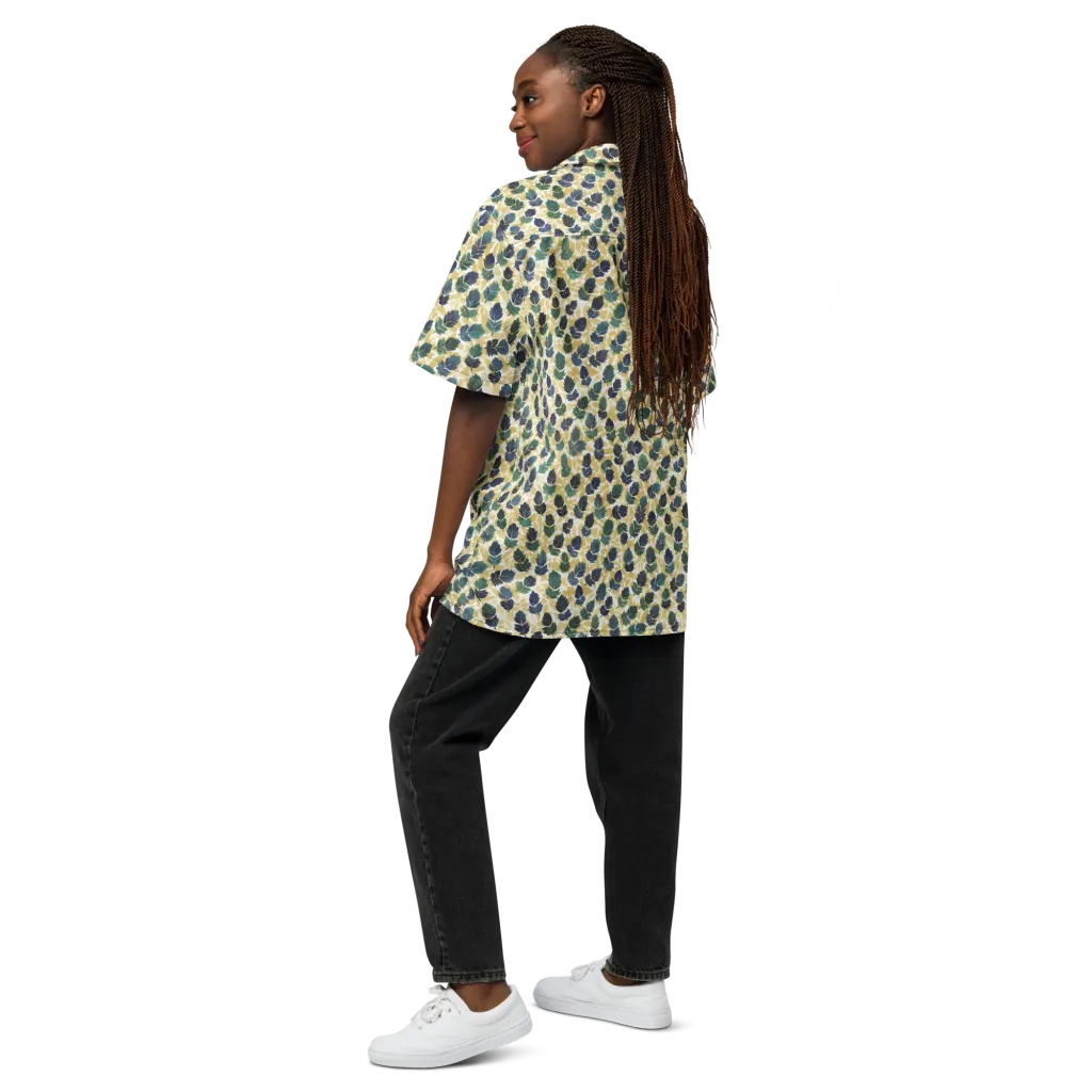 Golden Leaf Drift on Button Shirt — Back