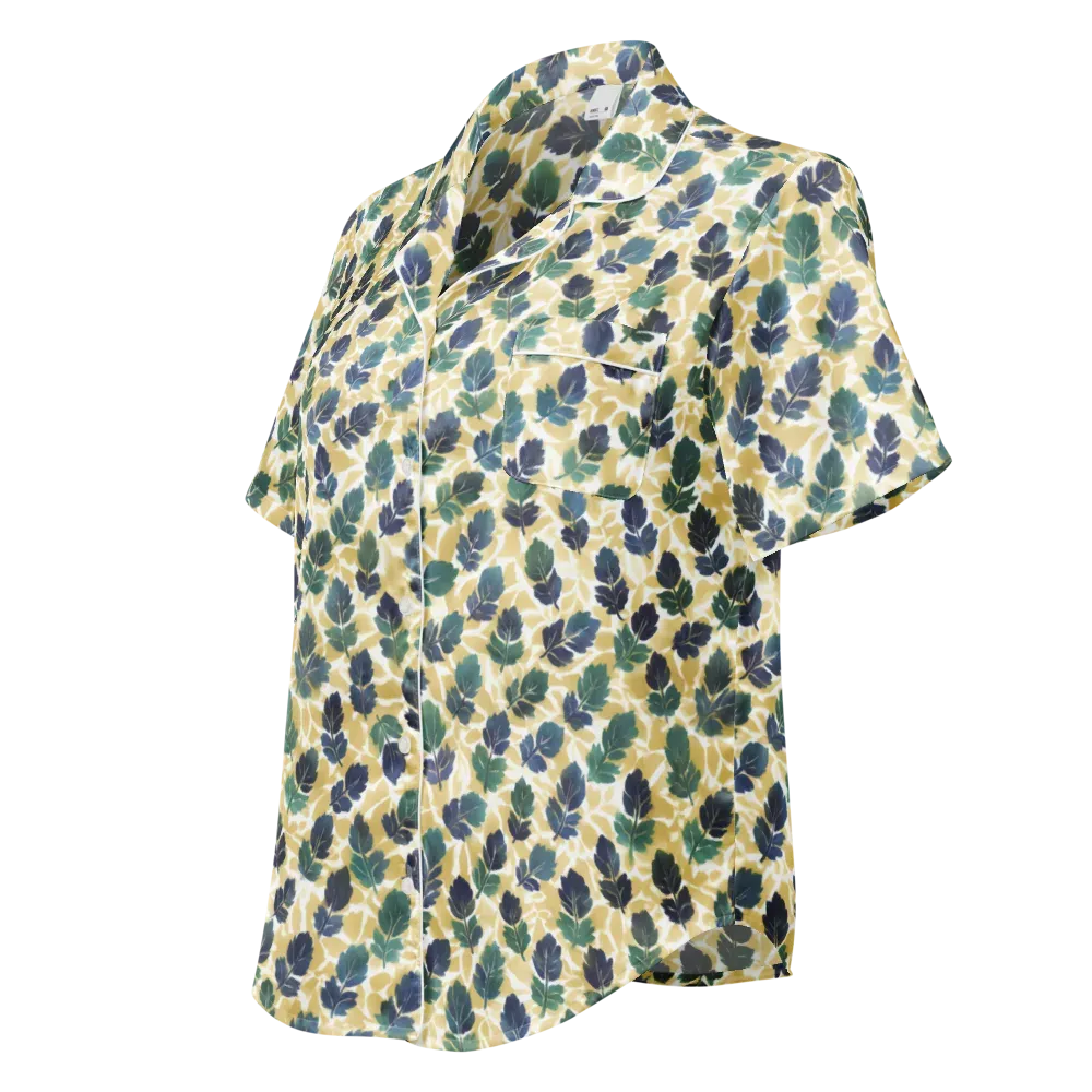 Golden Leaf Drift on Women's Short Sleeve Pajama Top — Left Front