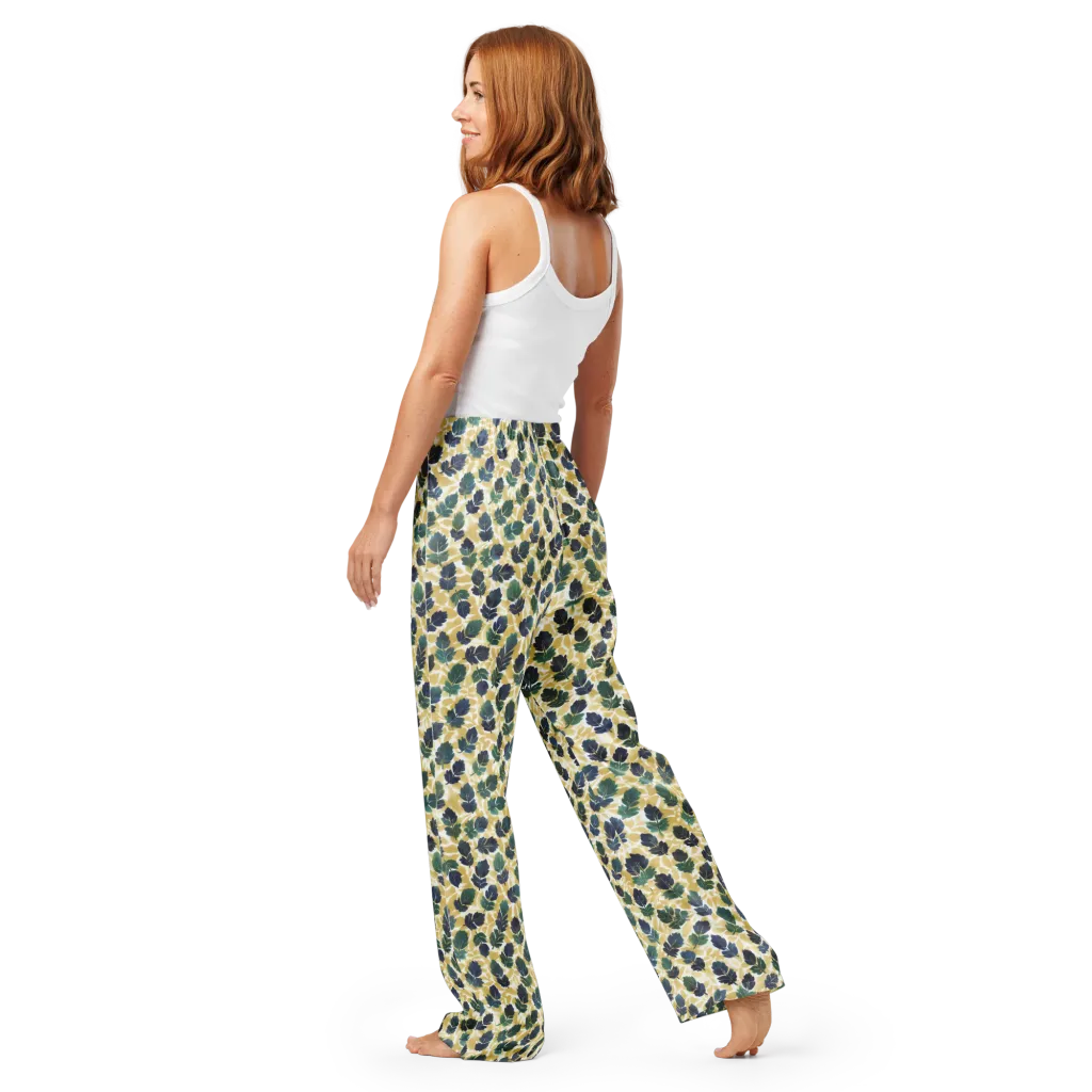 Golden Leaf Drift on Women's Pajama Pants — Back