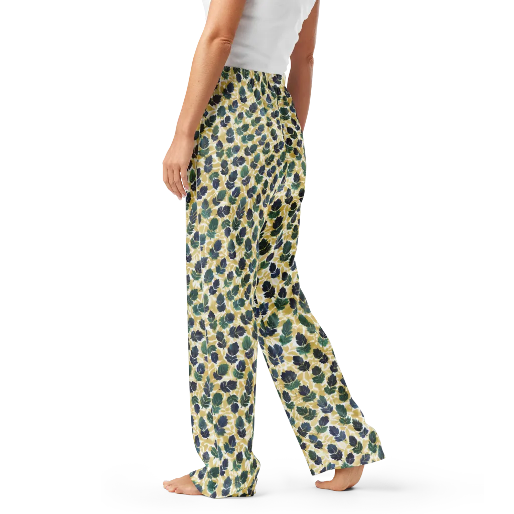 Golden Leaf Drift on Women's Pajama Pants — Left