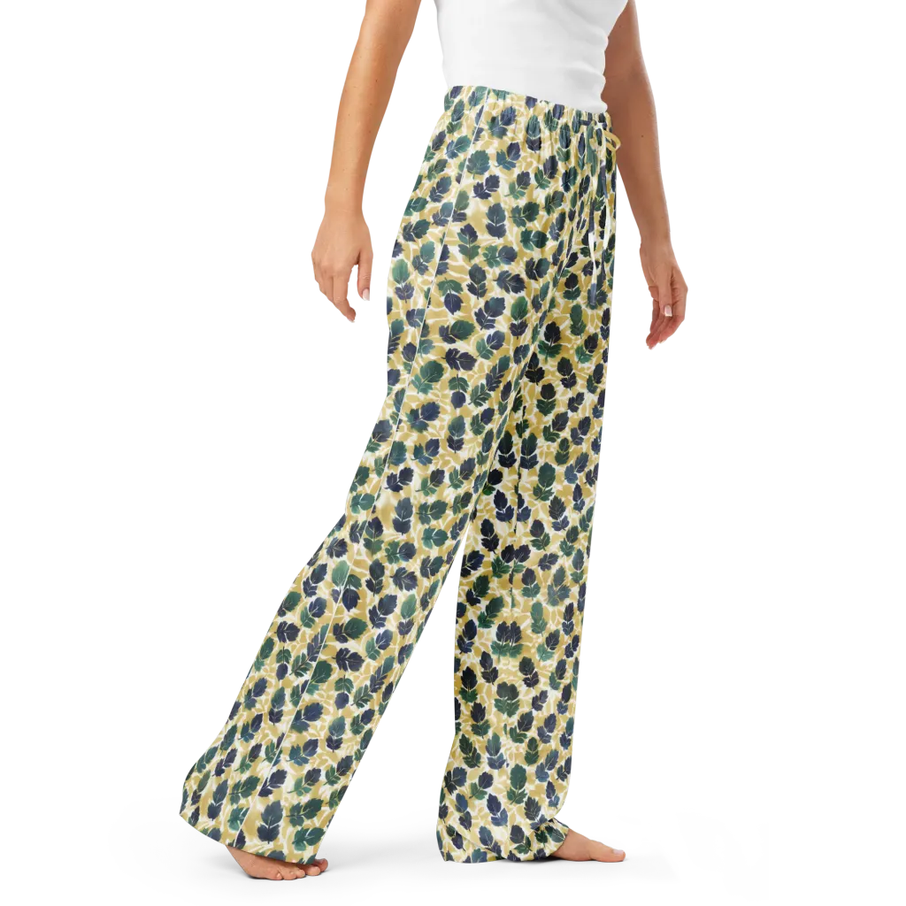 Golden Leaf Drift on Women's Pajama Pants — Right Front