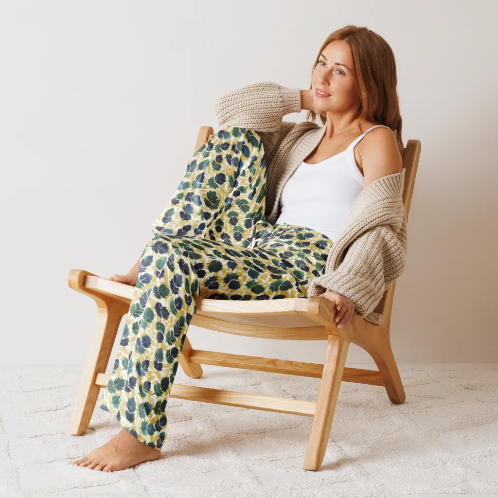 Golden Leaf Drift on Women's Pajama Pants — Front