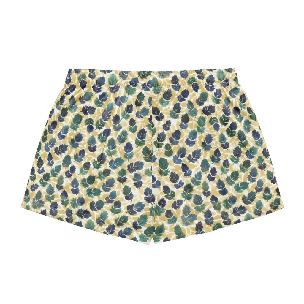 Golden Leaf Drift on Women's Pajama Shorts — Back