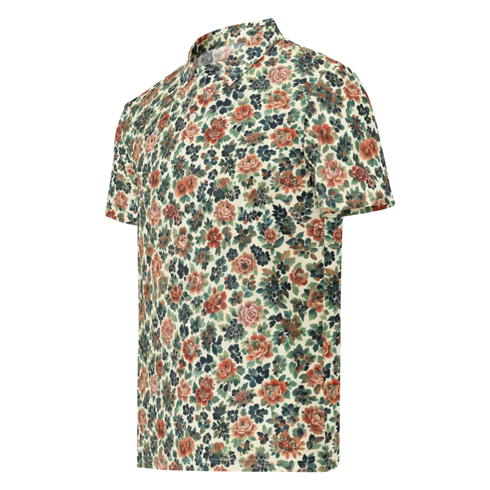Twilight Rose Garden on Men's Slim Fit Polo Shirt — Left Front