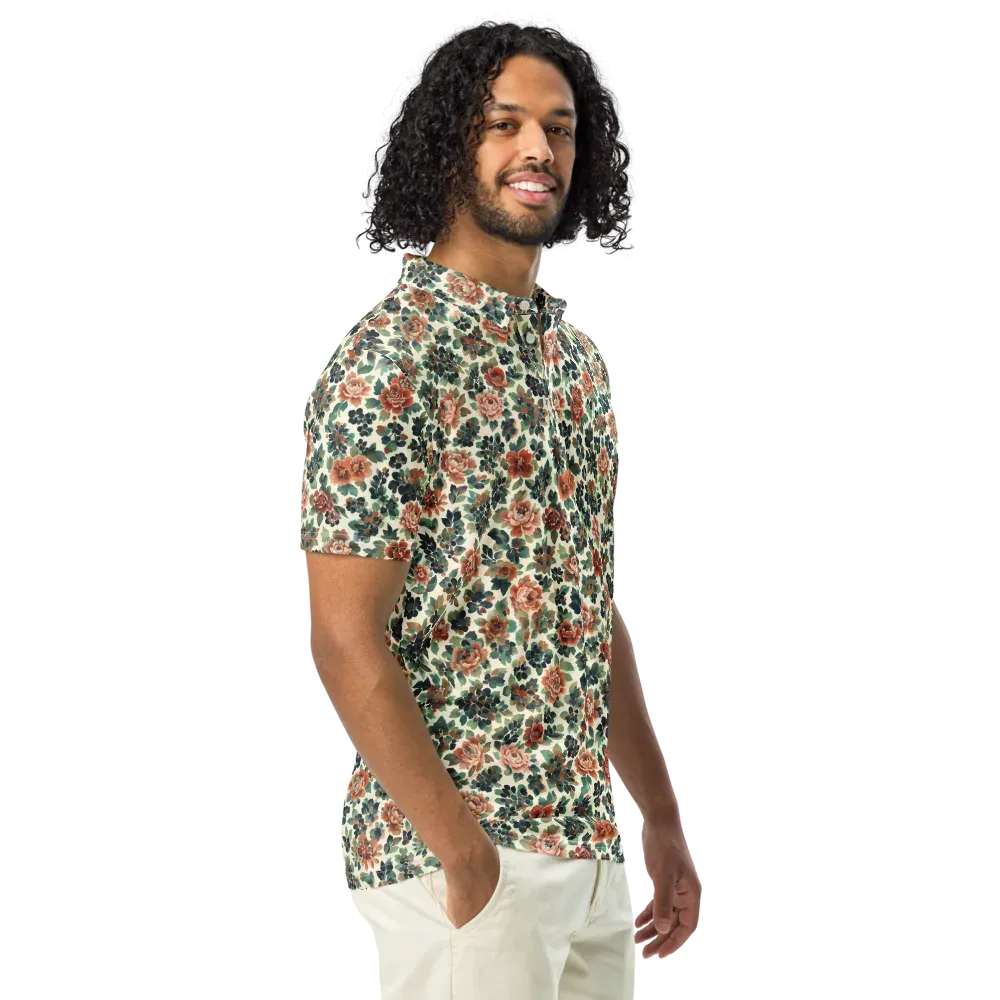 Twilight Rose Garden on Men's Slim Fit Polo Shirt — Right Front