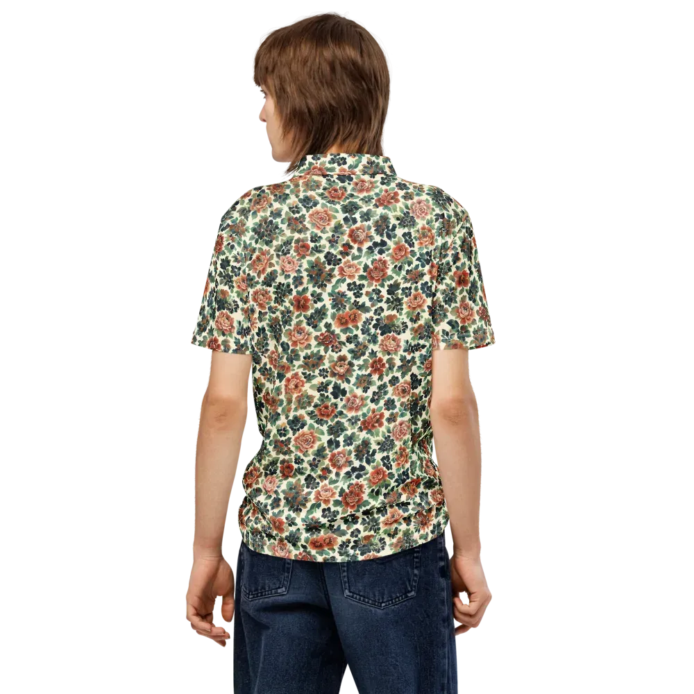 Twilight Rose Garden on Men's Slim Fit Polo Shirt — Back