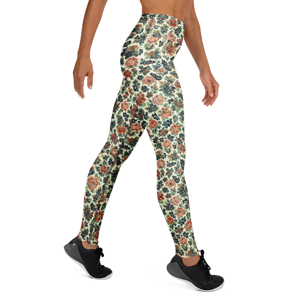 Twilight Rose Garden on Yoga Leggings — Right