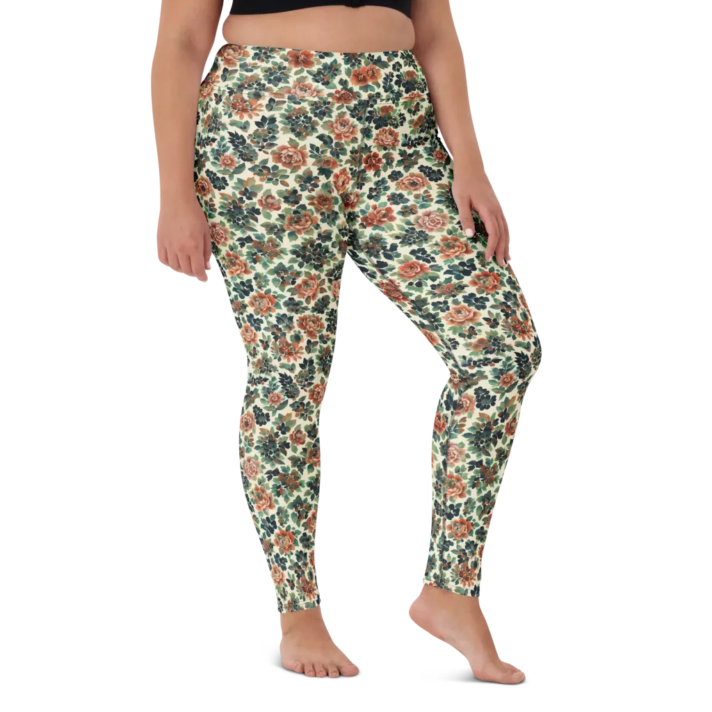Twilight Rose Garden on Yoga Leggings — Front