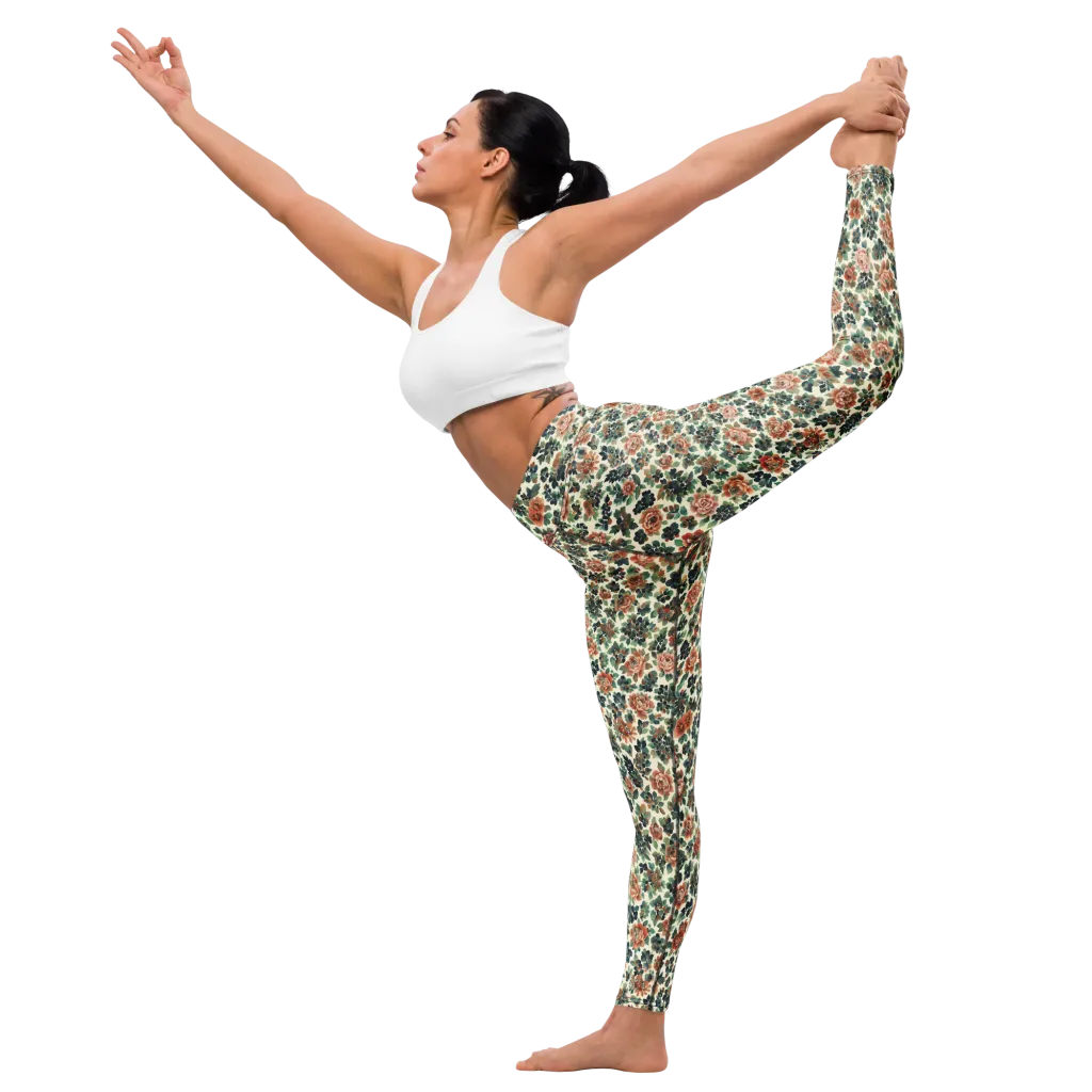 Twilight Rose Garden on Yoga Leggings — Left