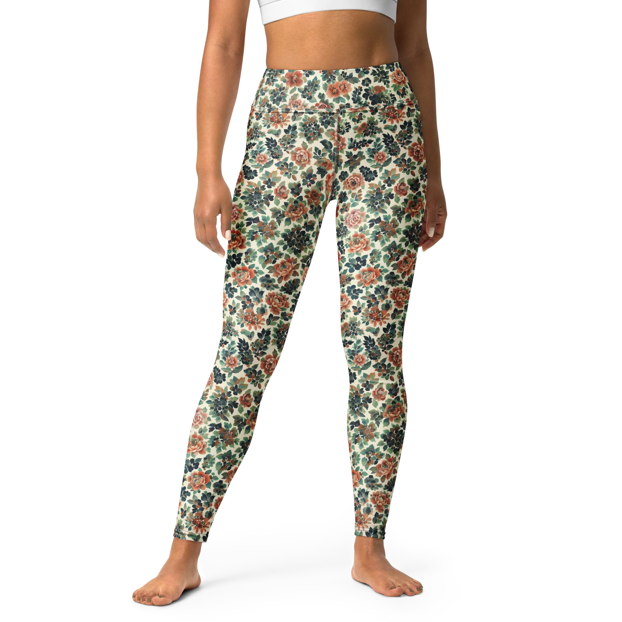 Twilight Rose Garden on Yoga Leggings — Front