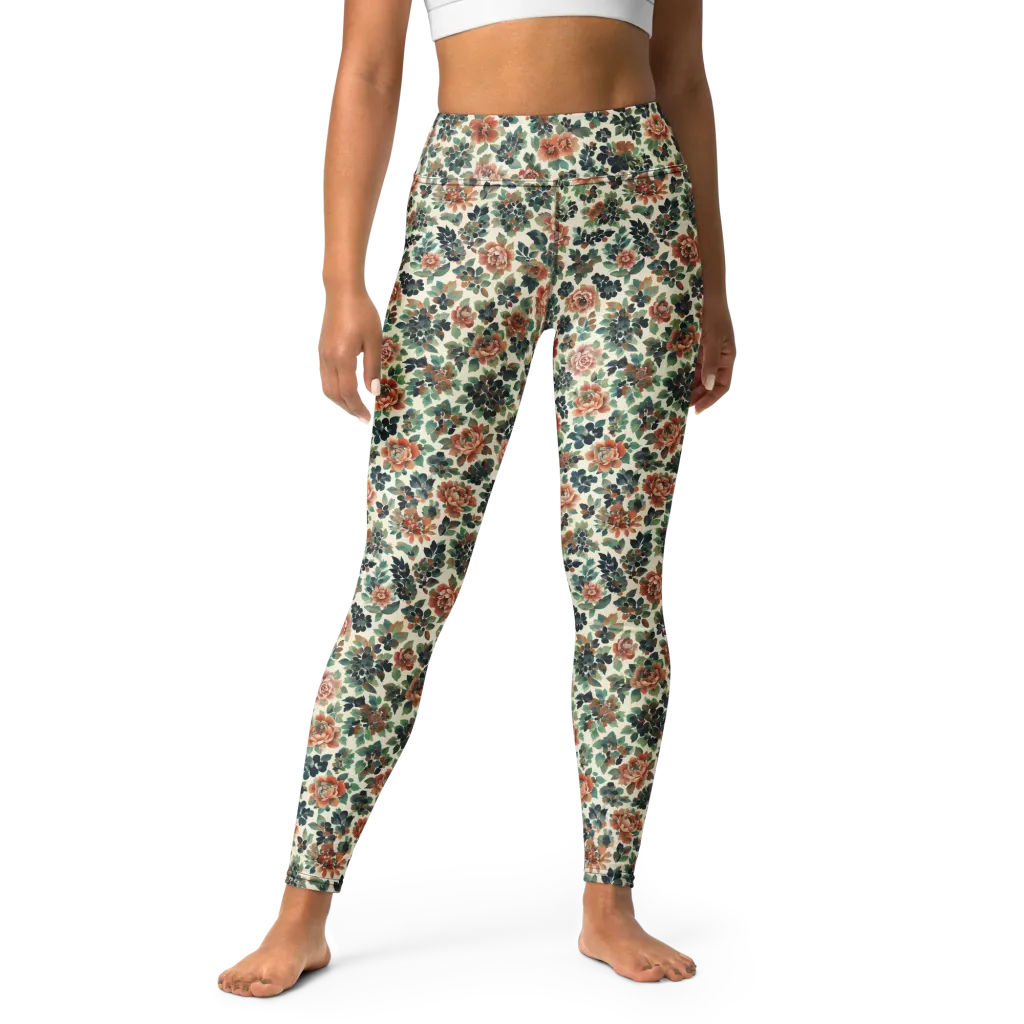 Twilight Rose Garden on Yoga Leggings — Front