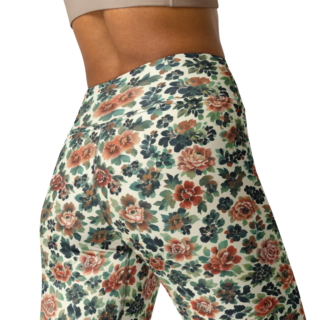 Twilight Rose Garden on Yoga Leggings — Back