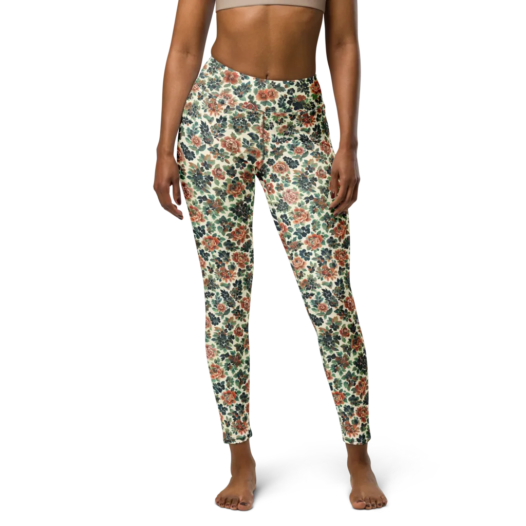 Twilight Rose Garden on Yoga Leggings — Front