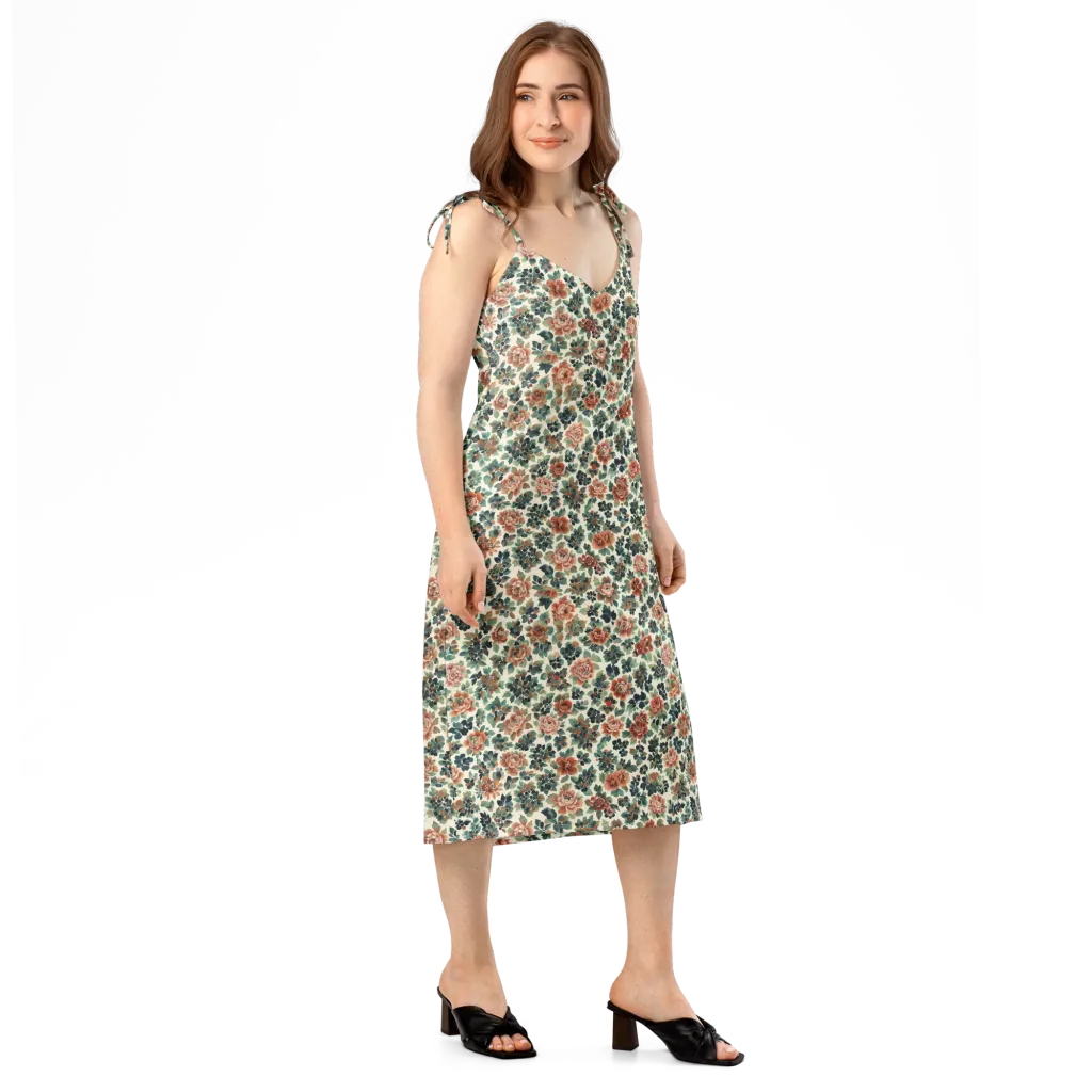 Twilight Rose Garden on Slip Dress — Right Front